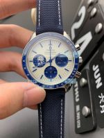 OM Factory Omega Snoopy Speedmaster Silver Snoopy Award 50th Anniversary Watch Blue Nylon Strap